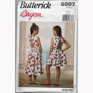 🔥 30% Off ~ Butterick 6807 Sewing Pattern Cute Girls Dress Short Midi Bow UNCUT
